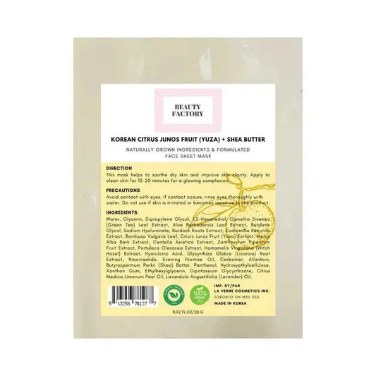 (5 Units) Beauty Factory Korean Citrus Junos Fruit + Shea Butter Mask