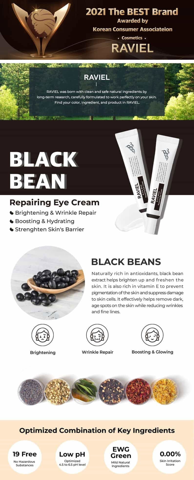 Raviel Black Bean Collagen Elastic Eye Cream (20ml x 2)