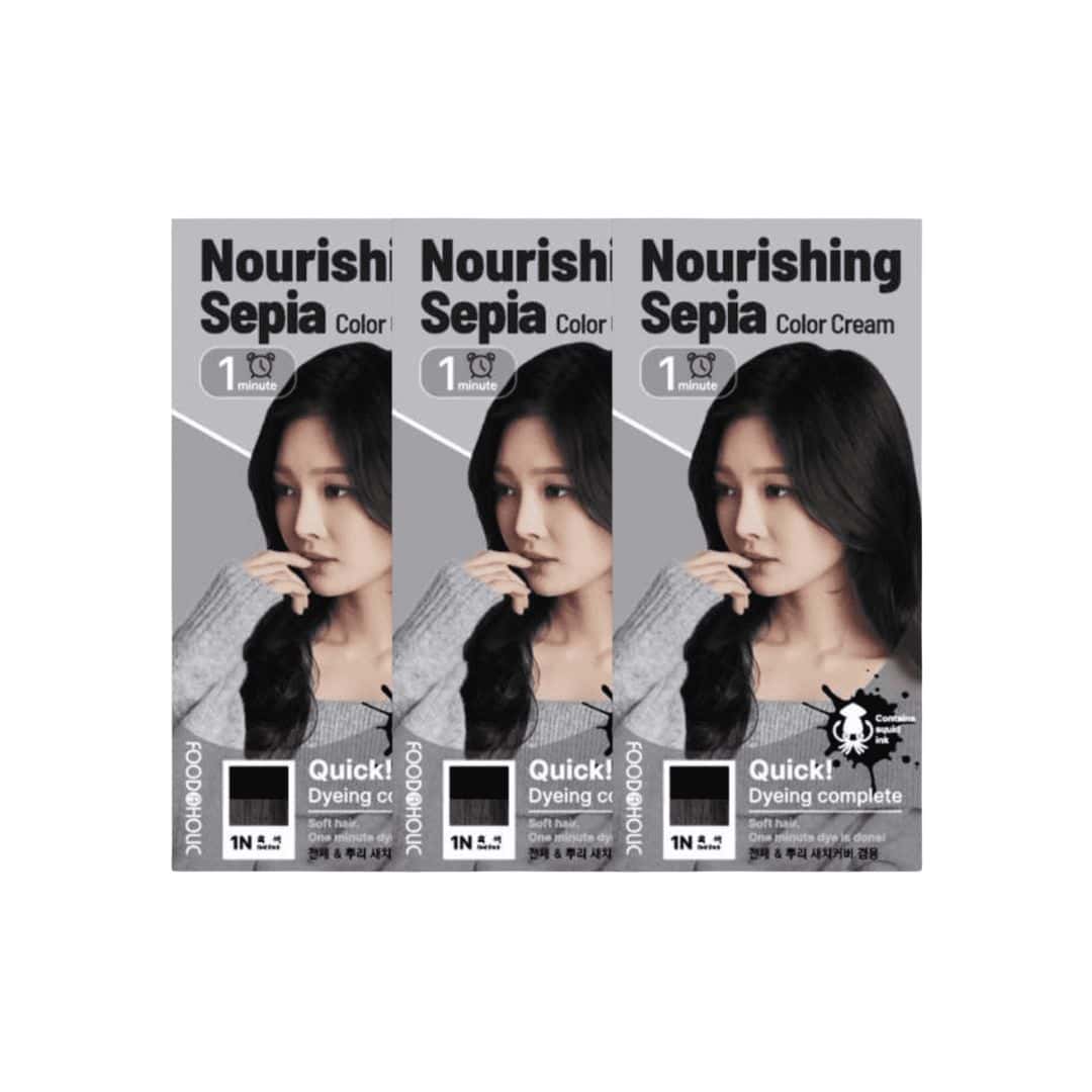 (3 Units) Foodaholic Nourishing Sepia 1 Min Hair Color 1N Real Black