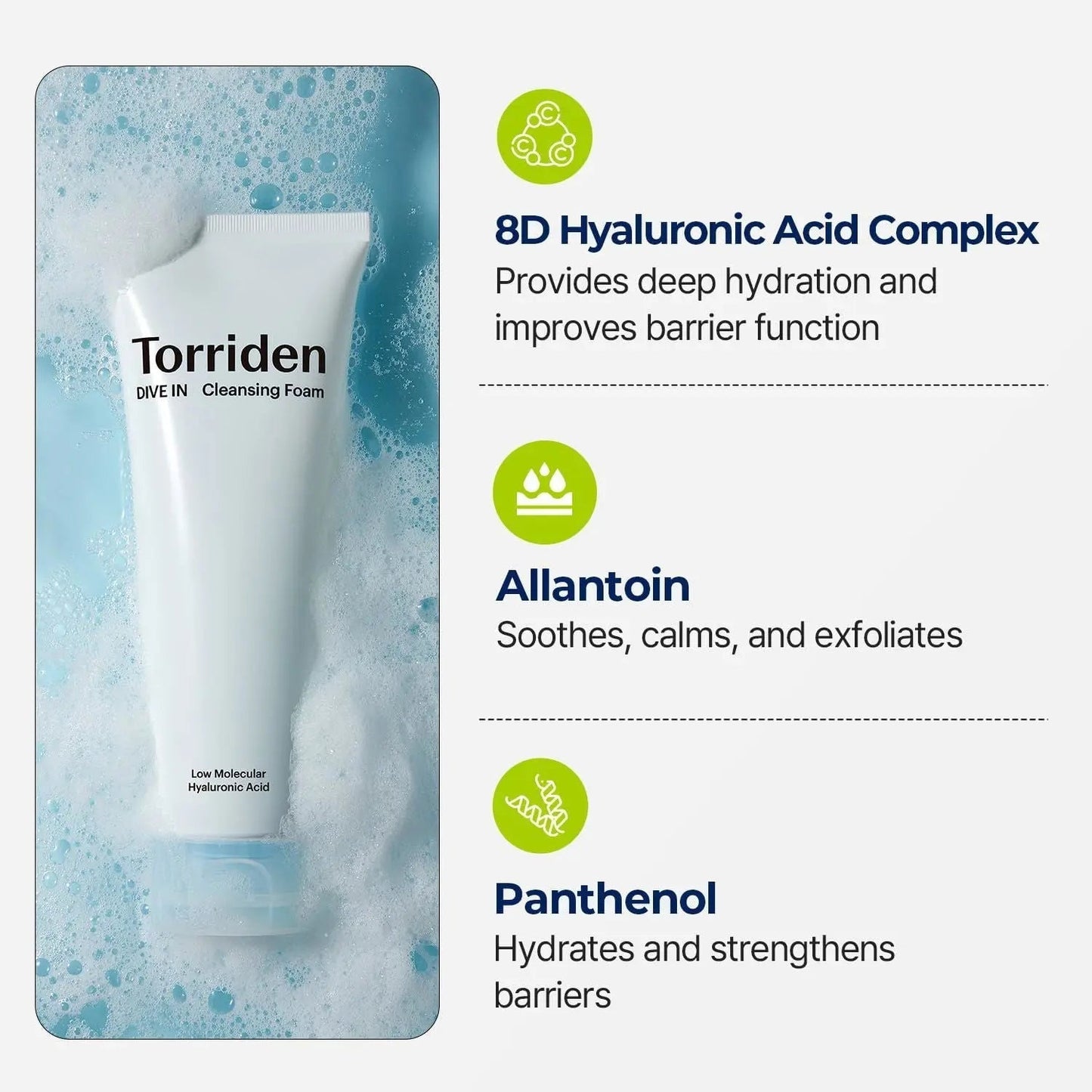 TORRIDEN Dive In Low Molecular Hyaluronic Acid Cleansing Foam - Miessential